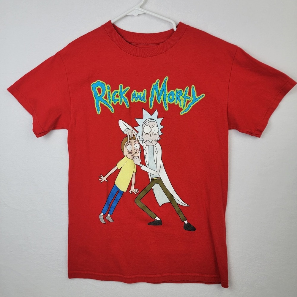 Ripple Junction Rick & Morty T-Shirt Mens Small Red Cotton Crew Neck Pullover